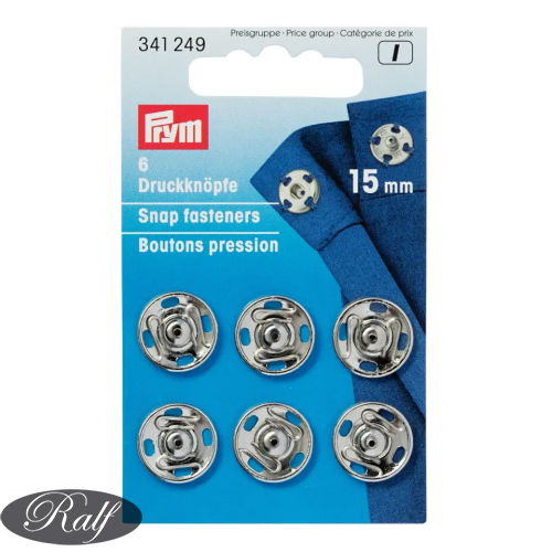 Capse de cusut, 15 mm, argintii - Prym 341249